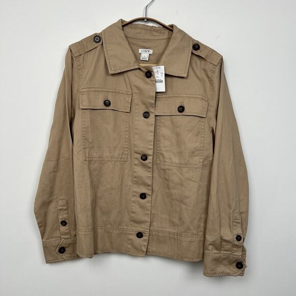 NEW - J Crew Jacket Women’s Size Small Khaki Beige Cotton Safari Utility Shirt - Picture 1 of 9